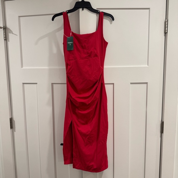 NWT Halara Softlyzero Red Airy Square Neck Corset Slit Bodycon Dress, Size Small - Picture 4 of 8